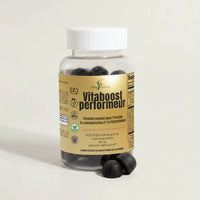 Pot Vitaboost avec gummies champignons framboise labellisés 10 extraits de champignons vegan sans gluten sans caféine